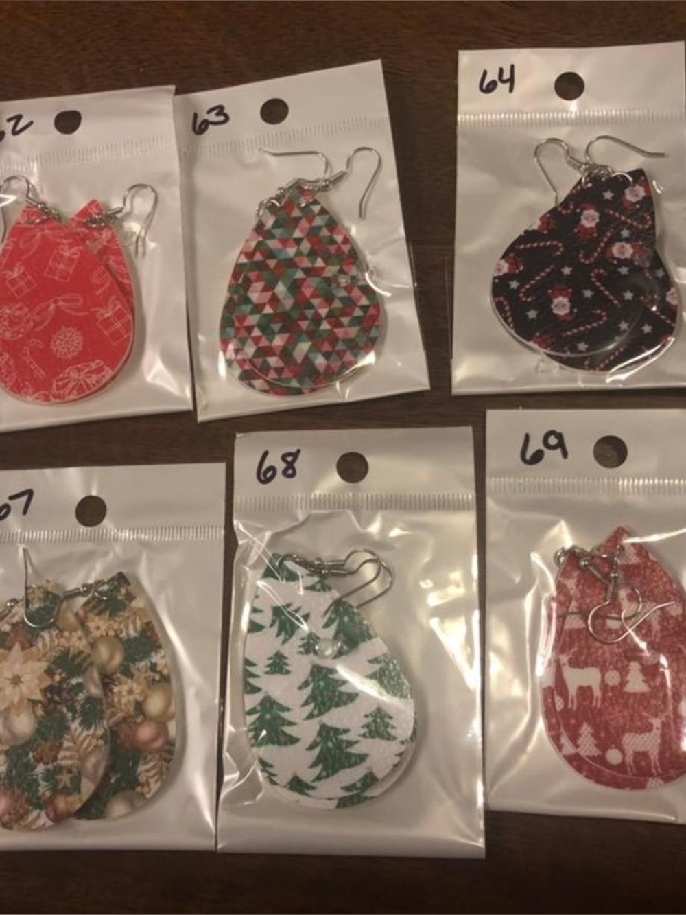 Holiday Teardrop Earrings - Green & Red Christmas Print